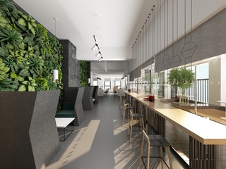 3d render cafe restaurant