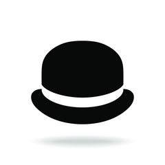 Bowler hat graphic icon. Black hat sign isolated on white background. Vector illustration