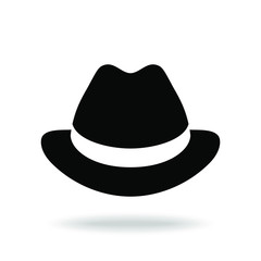 Hat graphic icon. Black hat sign isolated on white background. Vector illustration