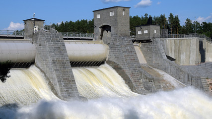 Dam close up water release