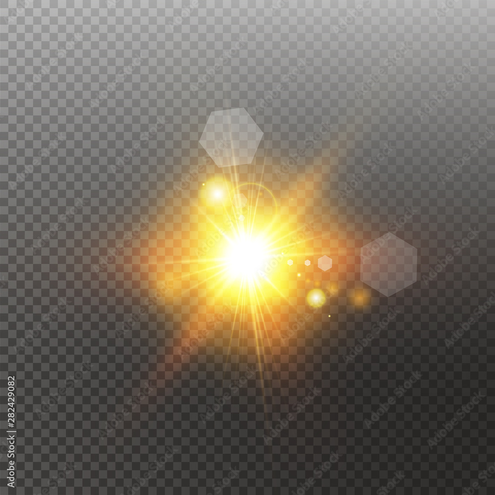 Wall mural vector transparent sunlight special lens flare light effect. sun isolated on transparent background.