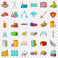 Industry icons set. Cartoon style of 36 industry vector icons for web for any design
