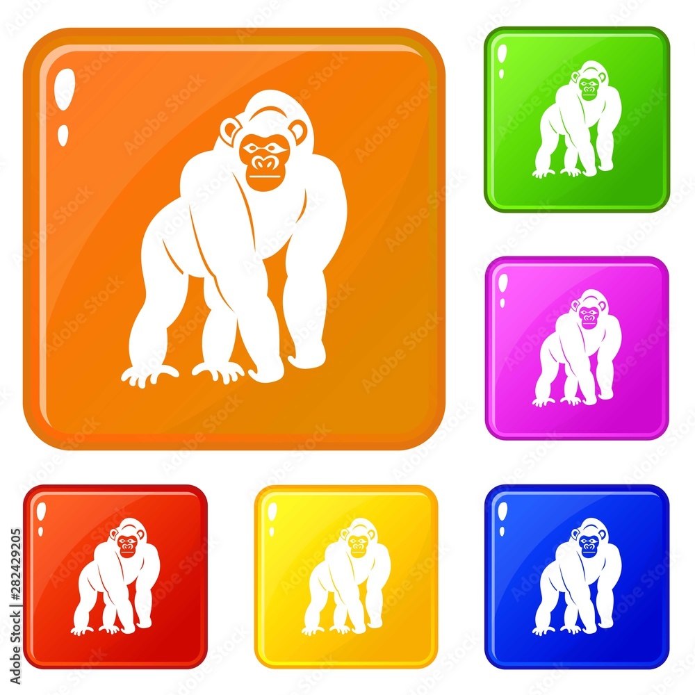 Poster bonobo icons set collection vector 6 color isolated on white background