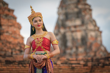 portrait women in thai traditional costumes