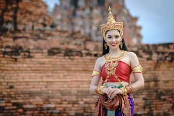 portrait women in thai traditional costumes