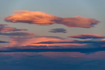 Stratocumulus stratiformis clouds at evening twilight