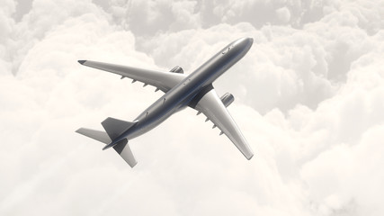 Fototapeta na wymiar A passenger plane flying above the clouds