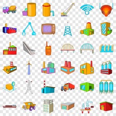 Factory icons set. Cartoon style of 36 factory vector icons for web for any design