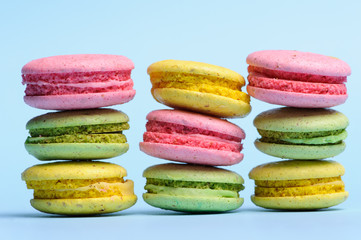 Sweet and colourful french macaroons or macaron