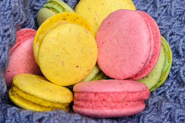 Sweet and colourful french macaroons or macaron