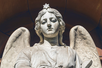 sad angel sculpture. Unknown artist of the 19th century.