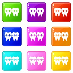 Implant icons set 9 color collection isolated on white for any design