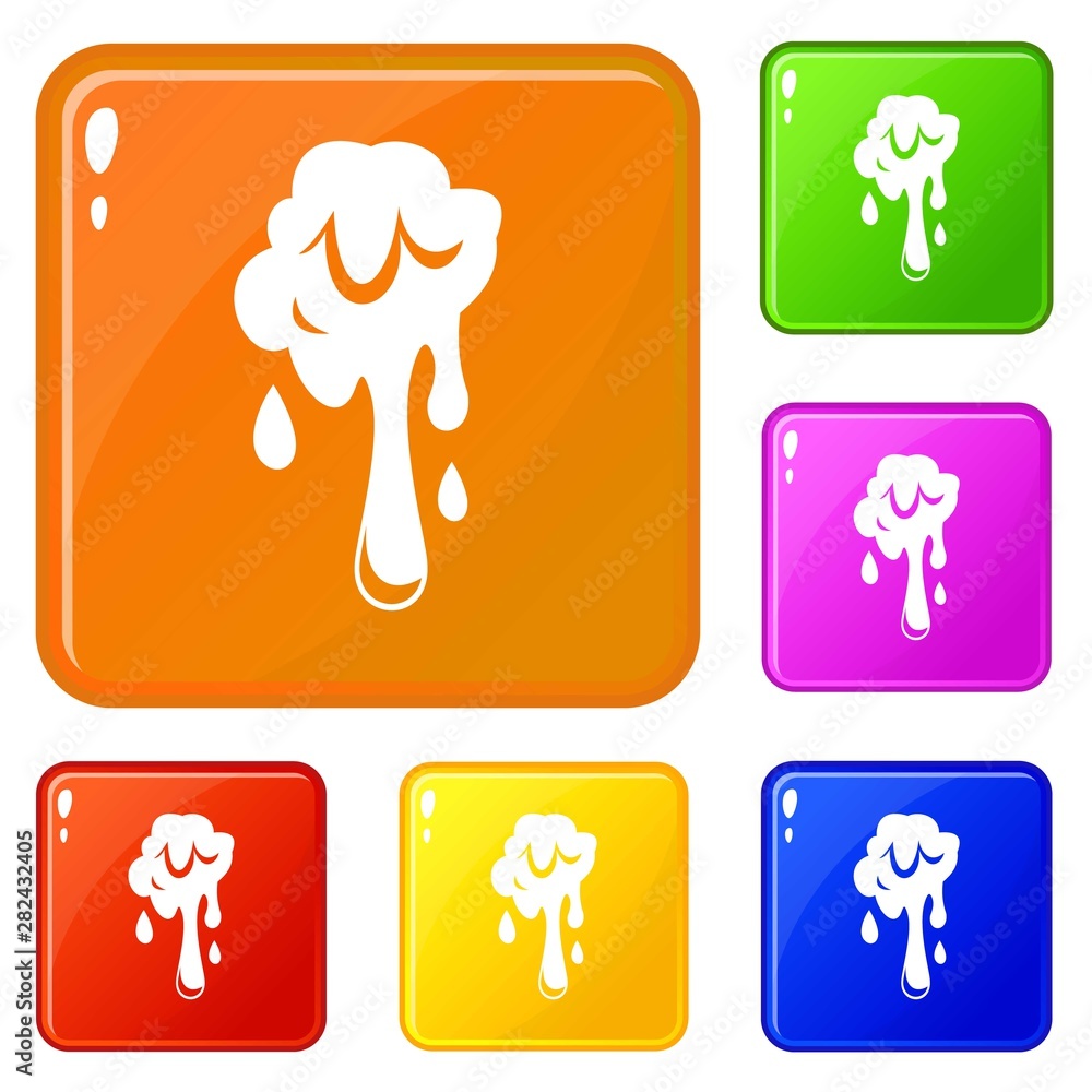 Poster dripping slime icons set collection vector 6 color isolated on white background