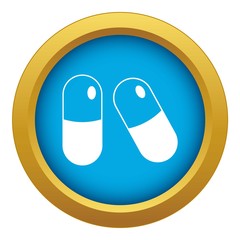 Pills icon blue vector isolated on white background for any design