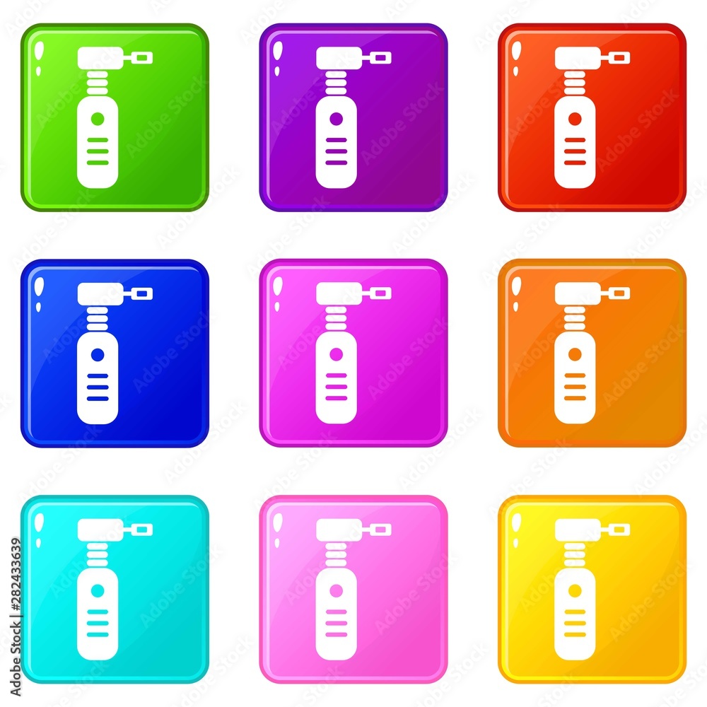 Poster extraction tool icons set 9 color collection isolated on white for any design
