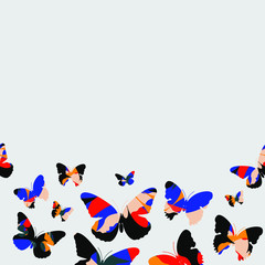 Obraz na płótnie Canvas Seamless pattern border butterflies background vector colourful illustration