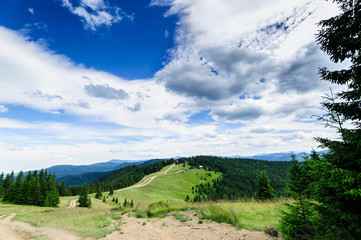 Sunny autumn landscape in mountains