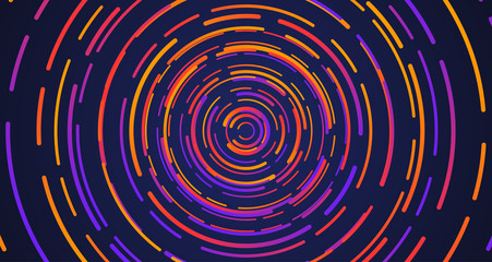 Colorful neon circle dashed lines, vector illustration