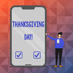 Text sign showing Thanksgiving Day. Conceptual photo Celebrating thankfulness gratitude November holiday
