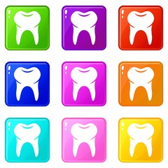 Wisdom tooth icons set 9 color collection isolated on white for any design