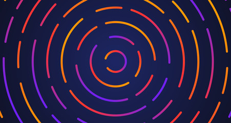 Colorful neon circle dashed lines, vector illustration