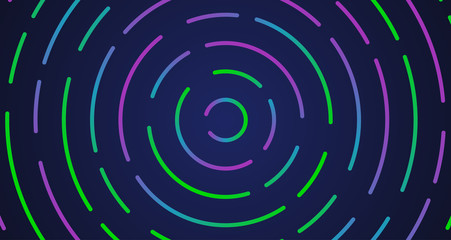 Colorful neon circle dashed lines, vector illustration