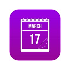 Calendar with the date of March 17 icon digital purple for any design isolated on white vector illustration