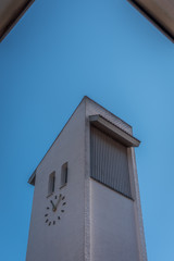 Mordrup Church, the belltower in danish design in Espergaerde center