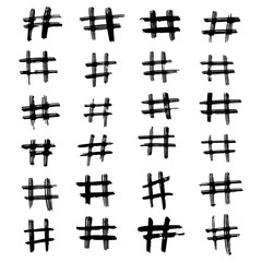 Set of hand drawn hashtag. Hash tag backdrop.
