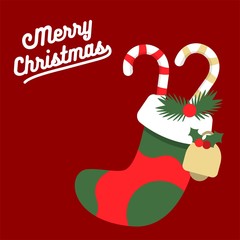 Santa sock flat design illustration in Christmas festival for holidays gift
