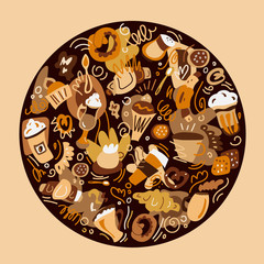 Handdrawn vector illustration of coffee set