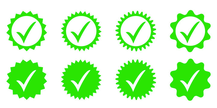 Green Approved Icon. Profile Verification. Accept Badge.