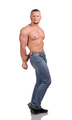 Fototapeta premium Image of muscle man posing in studio