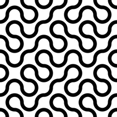 Curly seamless striped pattern. Vector stylish endless background. Creative white and black wavy texture