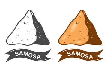 Samosa indian food vector cartoon illustration isolated on a white background.