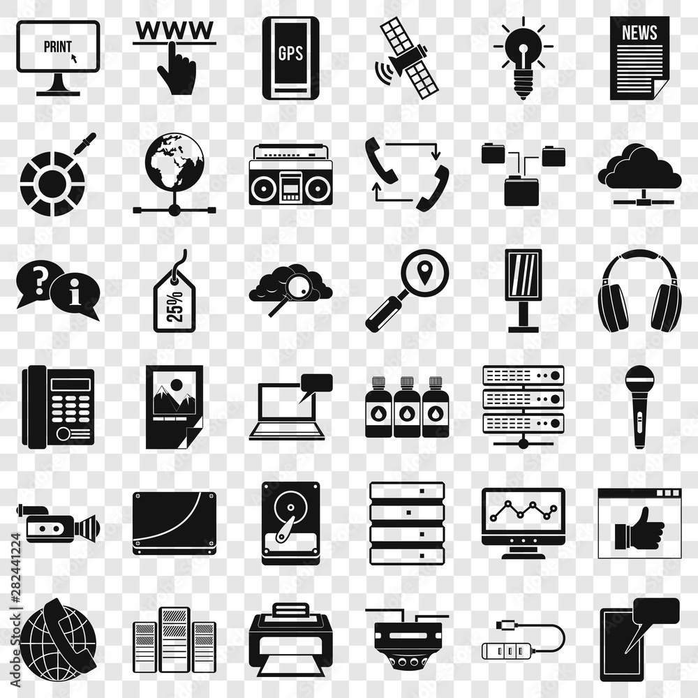 Poster cloud storage icons set. simple style of 36 cloud storage vector icons for web for any design