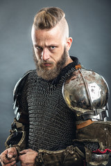 Medieval warrior berserk Viking. Concept historical photo
