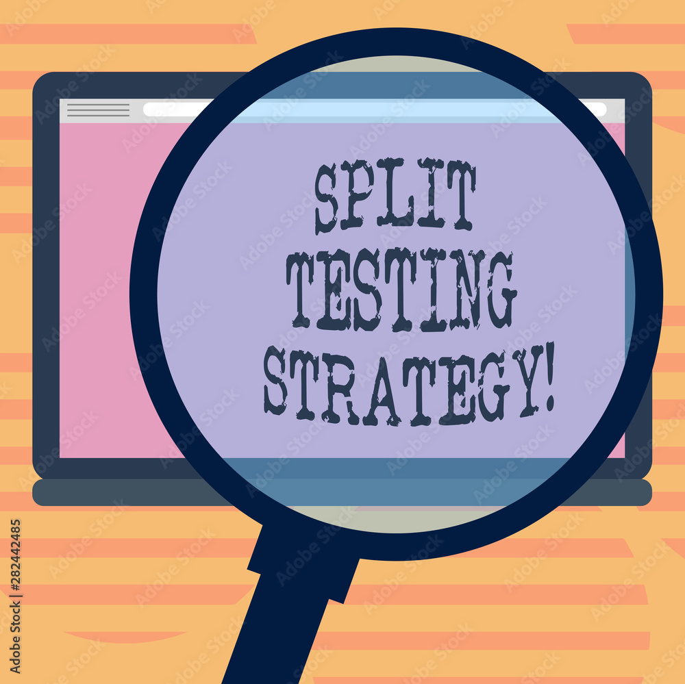Poster word writing text split testing strategy. business concept for conducting experiments to improve web