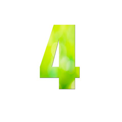 Green natural in number 4 isolated on white background.