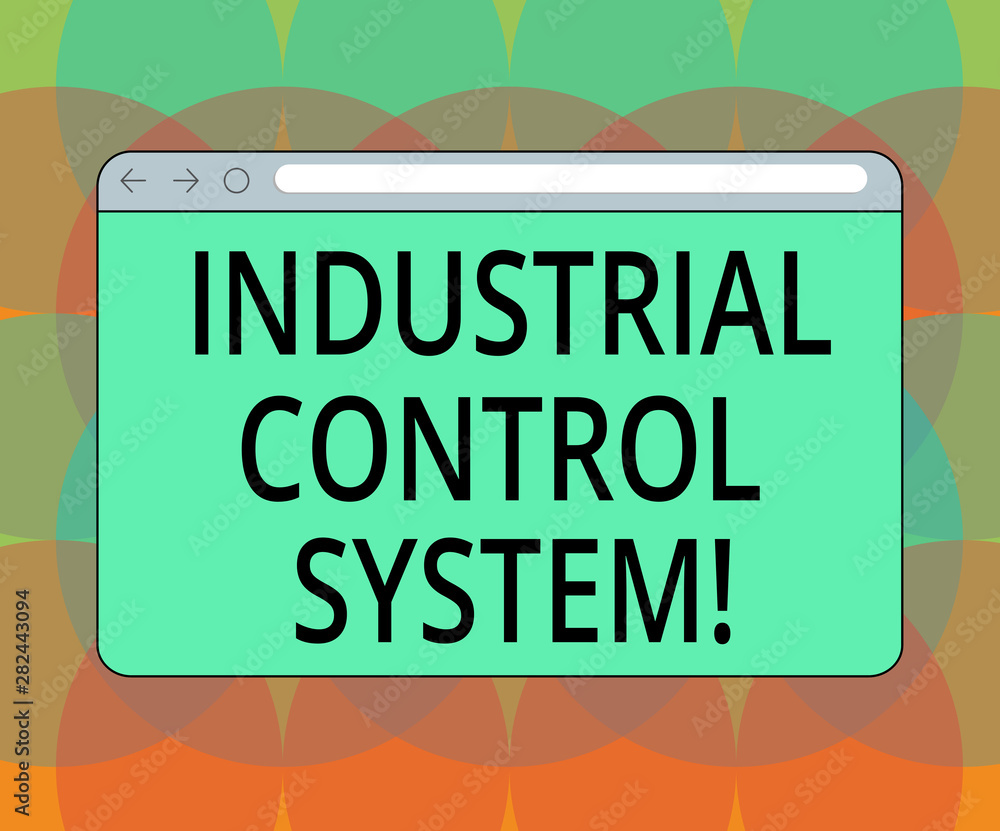 Poster word writing text industrial control system. business concept for integration of hardware and softwa