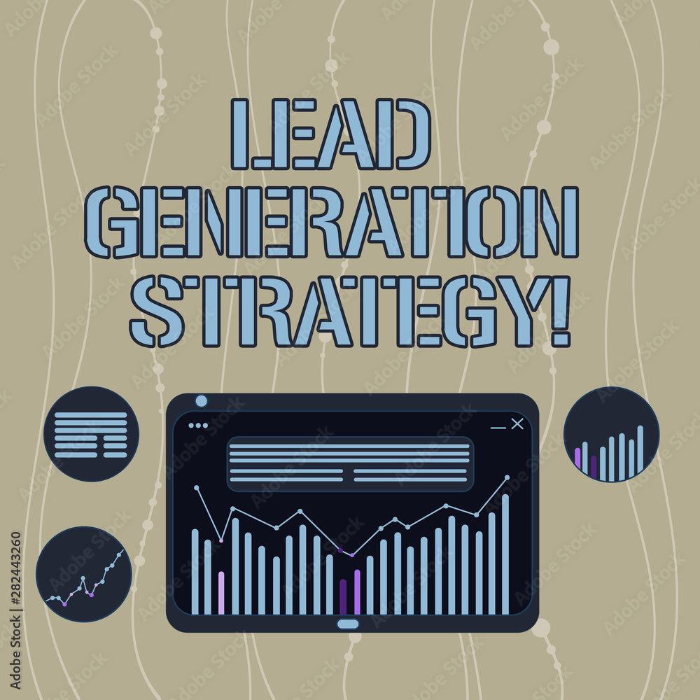 Poster handwriting text lead generation strategy. concept meaning approach in initiation of consumer intere