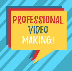 Text sign showing Professional Video Making. Conceptual photo Filmmaking Images digitally recorded by an expert Stack of Speech Bubble Different Color Blank Colorful Piled Text Balloon