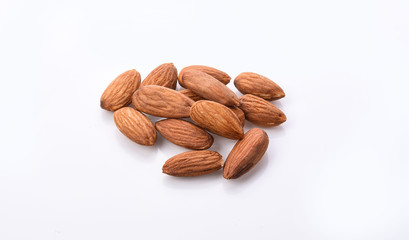 Almonds seed isolated on white background.