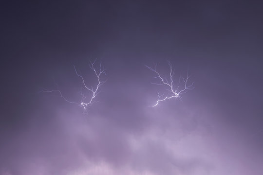 Thunderstorm, lighting and thunder in a storm in Caceres, Spain