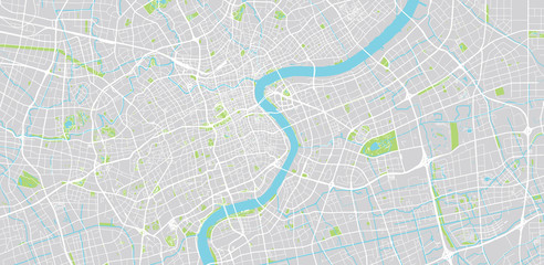 Naklejka premium Mapa miasta miejskiego wektor Szanghaj, Chiny