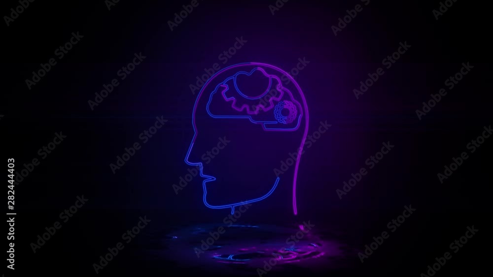 Poster mechanisms in the brain in neon effect mp4 video on dark background