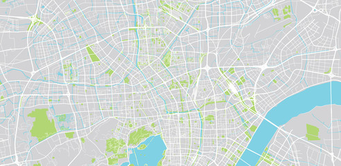 Urban vector city map of Hangzhou, China
