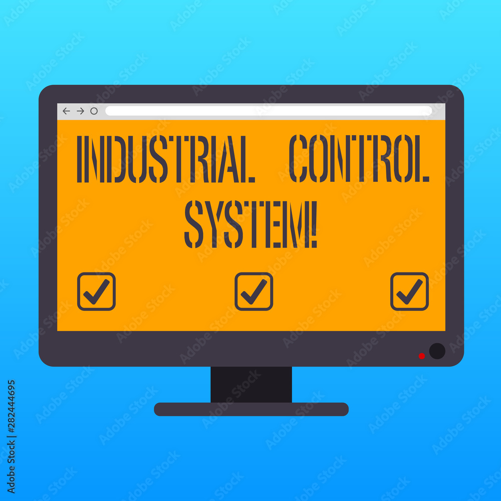 Poster handwriting text writing industrial control system. concept meaning integration of hardware and soft