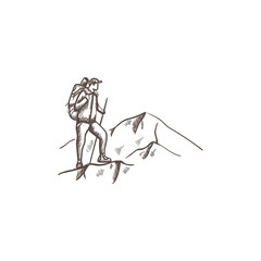 people hand drawn concept hiking mountain traveling