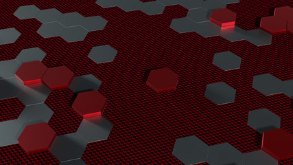 3d ILLUSTRATION, of abstract crystal background, hexagonal texture, wide panoramic for wallpaper